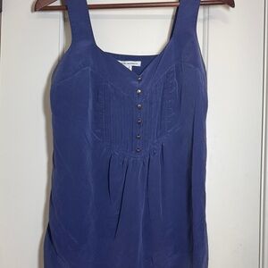 Banana Republic 100% Silk Blue Pintuck Button Front Cami Blouse Size 12